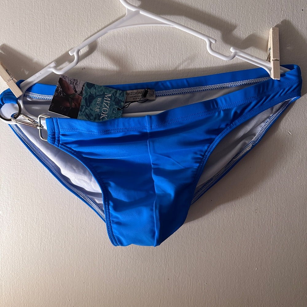 Mizok Blue Men's 2XL Swim Briefs w/Silver Buckle